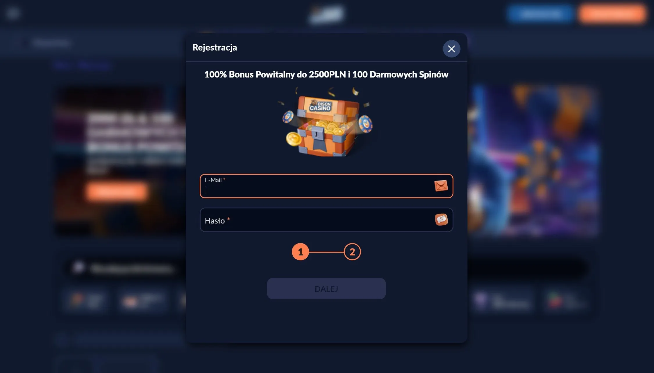 Gdzie wpisać Bison Casino promo code podczas zakładania konta? 